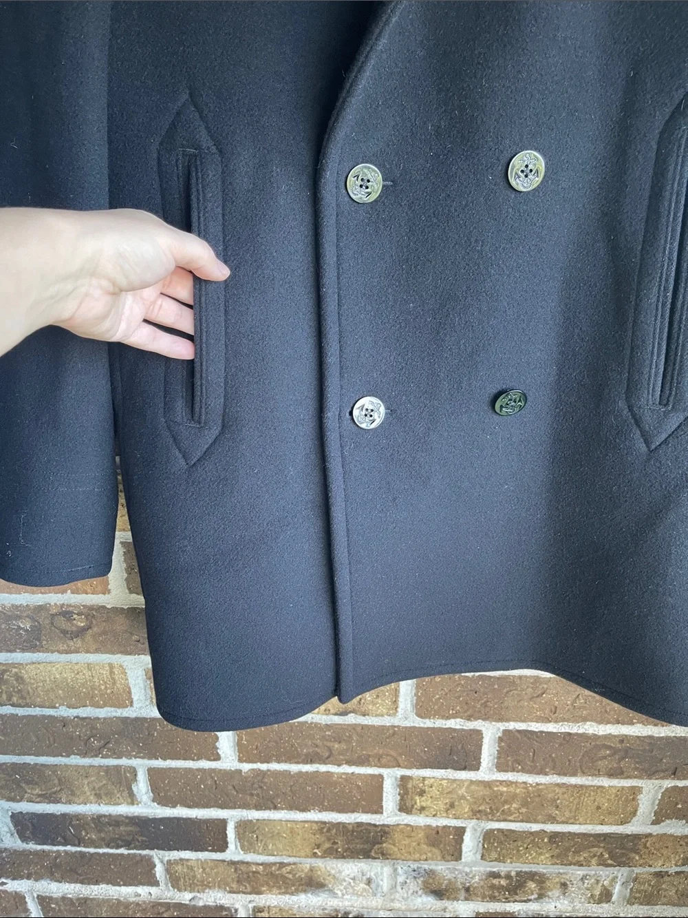 Banana Republic Black Wool Double-Breasted Peacoat